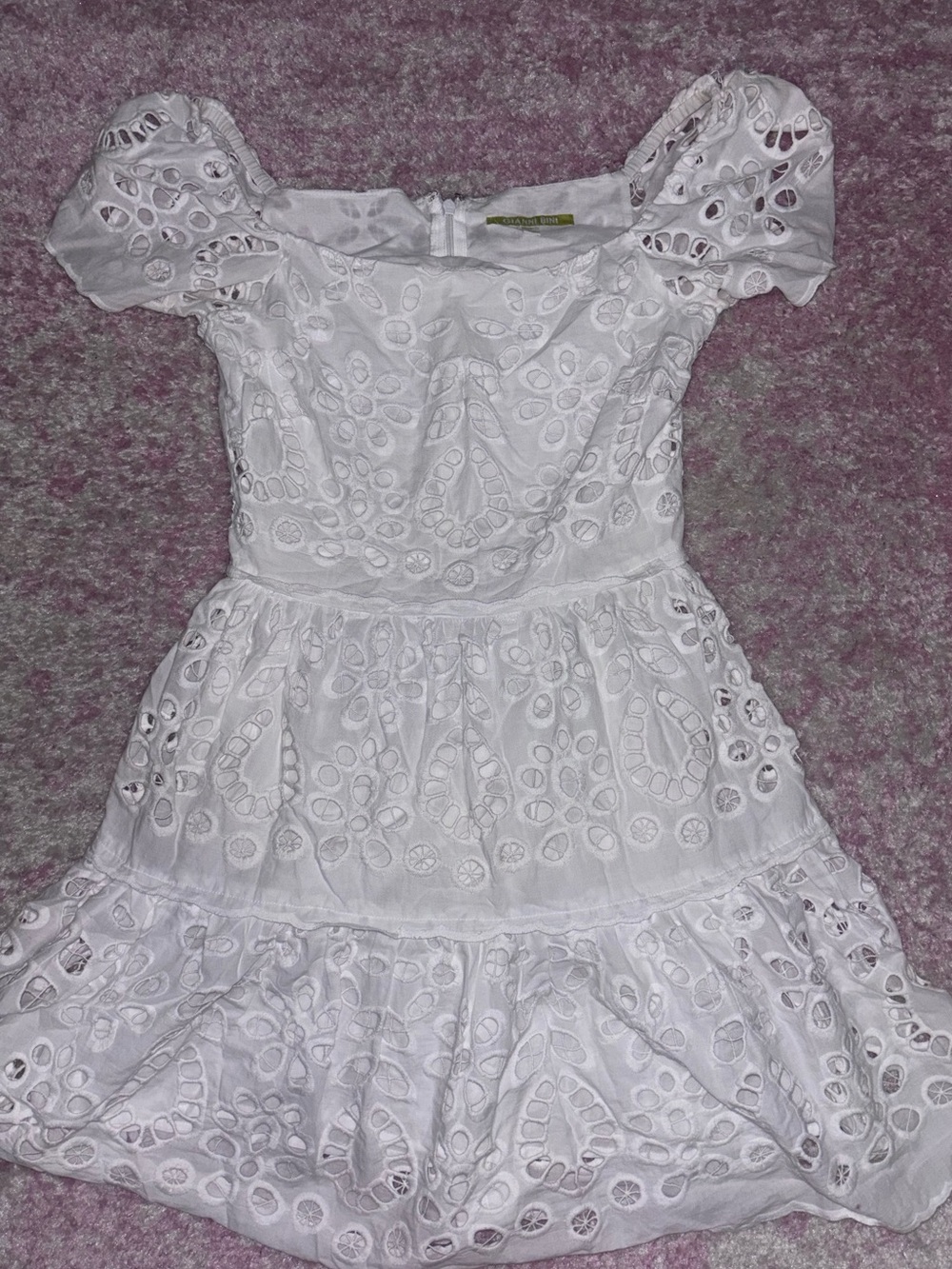 Gianni Bini White Eyelet Tiered Dress
